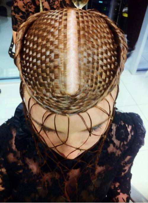 One of my friends just posted this during a modeling event. All of it is her hair, including the veil.
