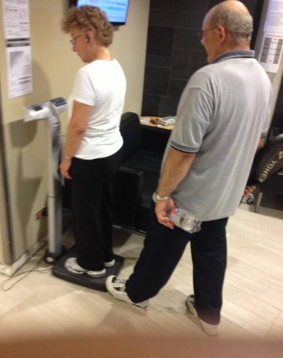 She kept getting on and off the scale confused, and this went on for 7 minutes.