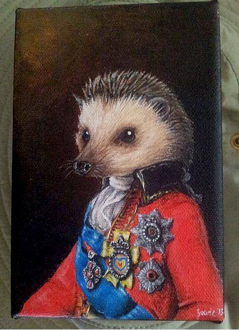 My hedgehog passed away a few months ago, so my friend made me a hero’s portrait to commemorate his life...