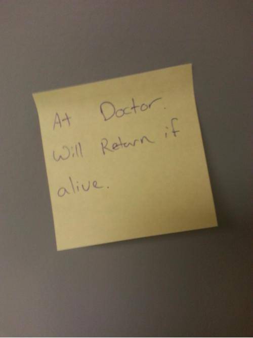 I went to talk to my professor for office hours, found this on his door