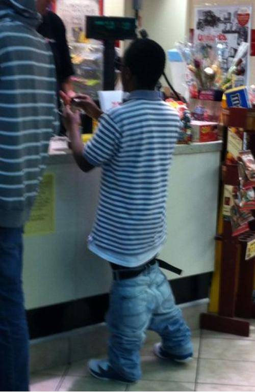 His family is so poor all of his clothes are hand me ups.