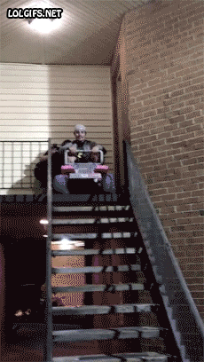 I can’t wait for the sequel, where he tries this again in his new wheelchair