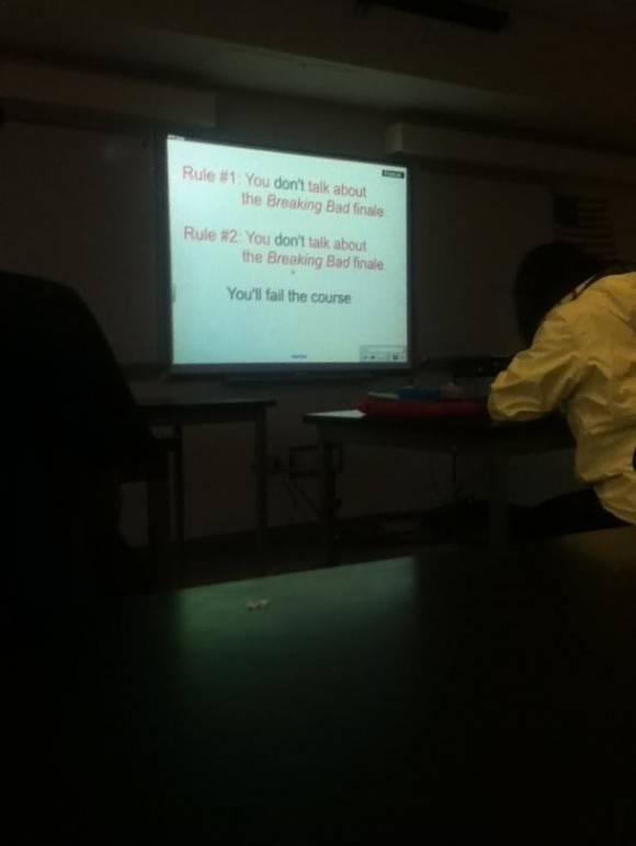 My chemistry teacher hasn't yet seen the breaking bad finale