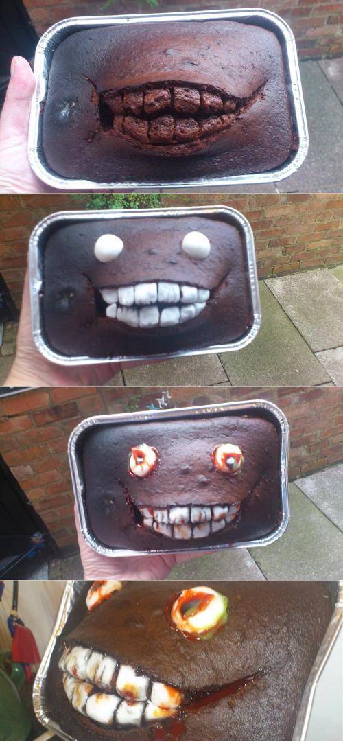Friend’s cake cracked in the oven. I think she dealt with it well. [OC]