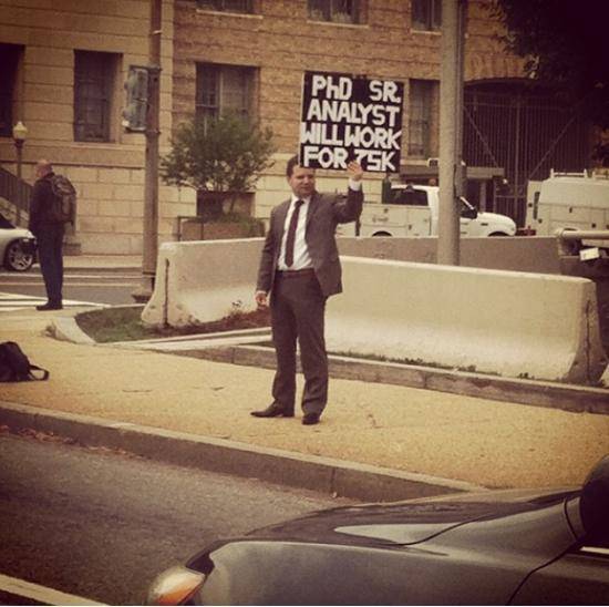 Taken This Morning In DC. After Over A Week Without Pay, I Can’t Blame Him.