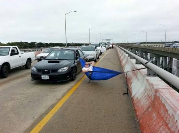 Stuck in traffic may as well get comfy
