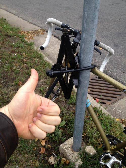 Somebody attempted to steal my bike, but instead broke their car jack.