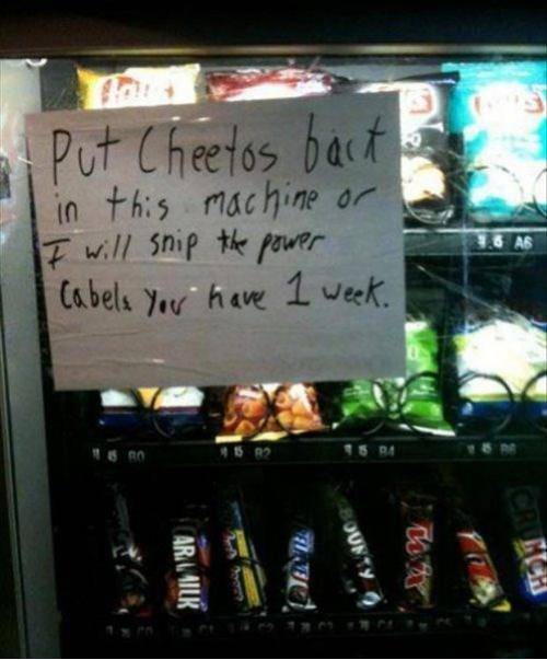Holding the vending machine guy hostage: