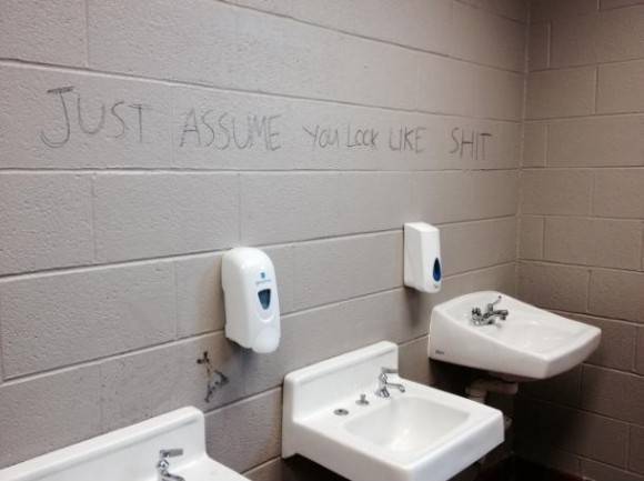 So my high school got rid of all the mirrors in the bathrooms...
