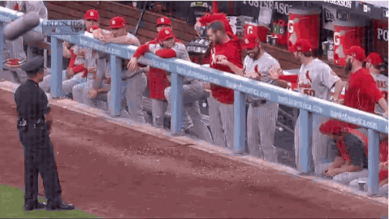 Cardinals pitchers trying to get LA cop to dance