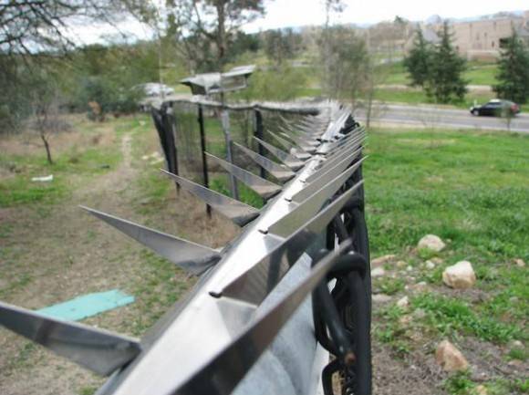The bladed fence around the Church Of Scientology’s unofficial prison in california