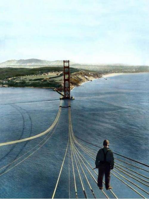 A fearless worker working on a masterpiece. San Francisco 1935