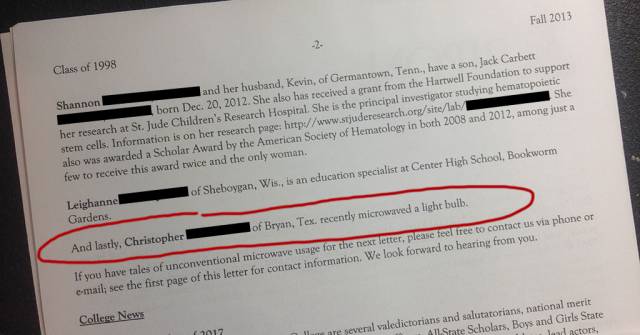 My college writes me every year to ask if I've achieved anything. After 15 years, I've finally made it into the newsletter!