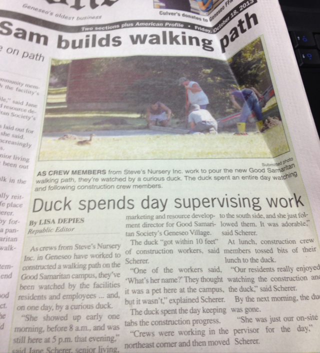 When this makes the front page of the newspaper, you know you live in a small town