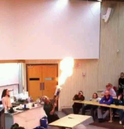 My chem professor made a flamethrower out of a nerf gun. I think this is going to be a fun year.