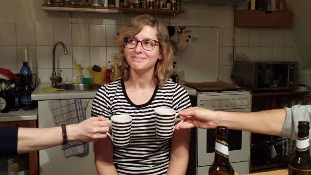 Two cups, one girl. 