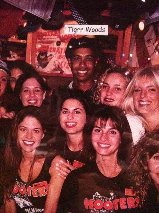 Tiger Woods apparently Hooter'd his way across the country - this was hung next to my table in Boca Raton, Florida.
