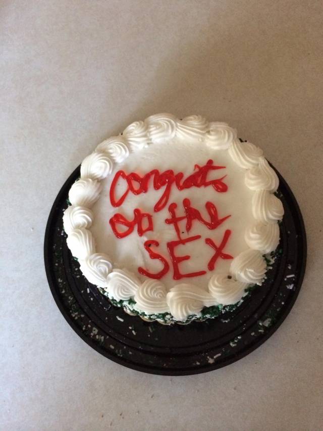 My 24-year-old friend finally lost his virginity last night. The girl just gave him this.