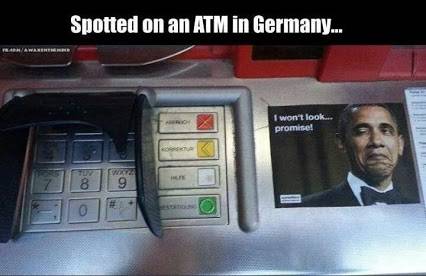 I won't look... (Spotted on a German ATM)