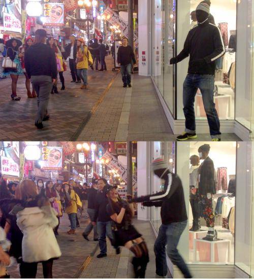 I am a 2m tall American living in Japan – I was a mannequin for halloween, I waited in front of a clothing store and scared japanese people all night