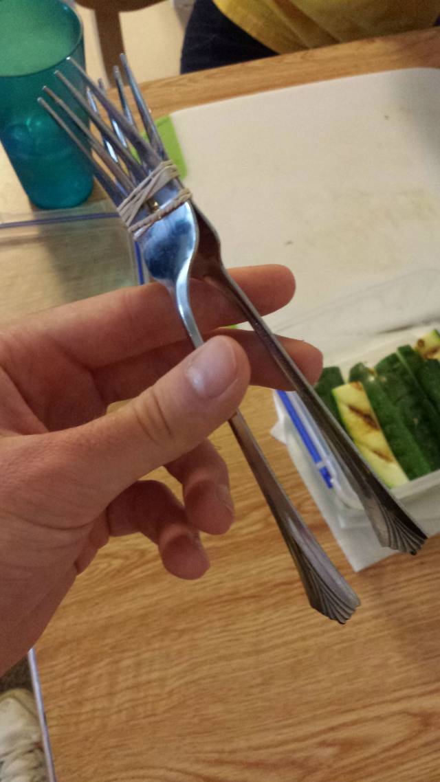 GF said we didn't have tongs, then a stroke of genius happened...
