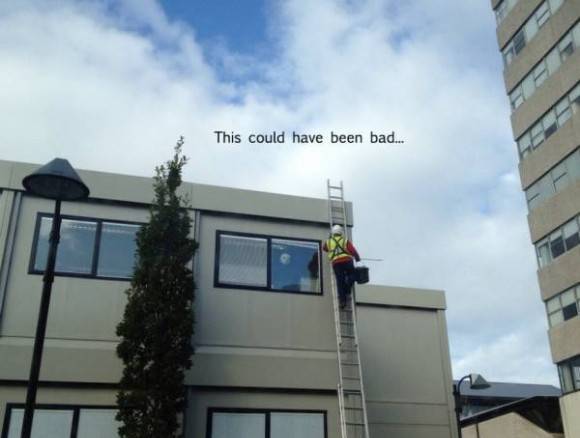 he almost falls off