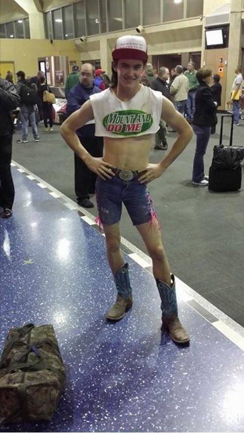 My friend who is in the Marines had his little brother pick him up at the airport. This is what he was wearing...