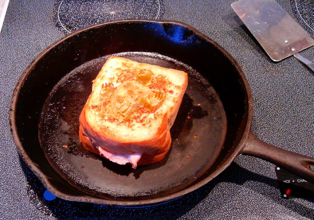 Just grilling up a han and cheese.