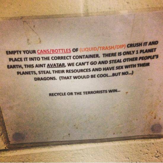 My brother sent me this. He’s a marine stationed in San Diego and this sign was posted in his squad bay next to the trashcan