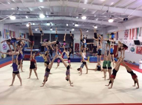Acrobatic gymnastics elite and level 10 training camp at Karolyis Olympic training site.