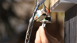 when a stream of water is exposed to an audio speaker producing a loud 24hz sine wave