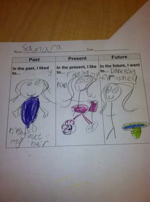 A fb friend is a 1st grade teacher. This child has a rough future planned.