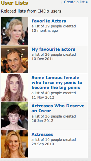 Perhaps IMDB should screen their lists...