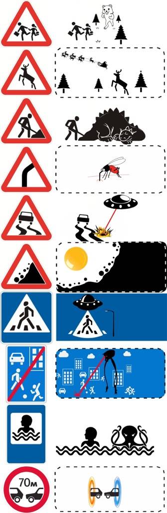 Behind the signs