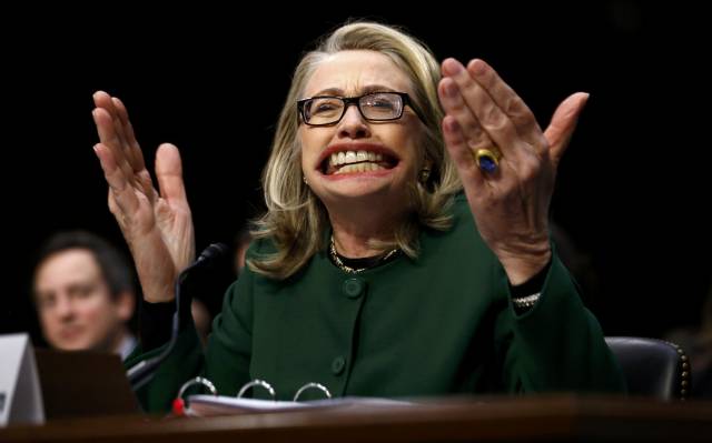I magnified Hillary Clinton's hands and mouth.