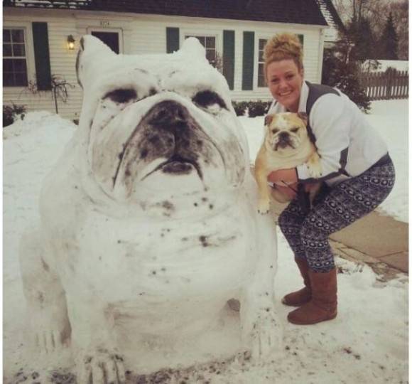 A snow replica of my dog isn't he cute?