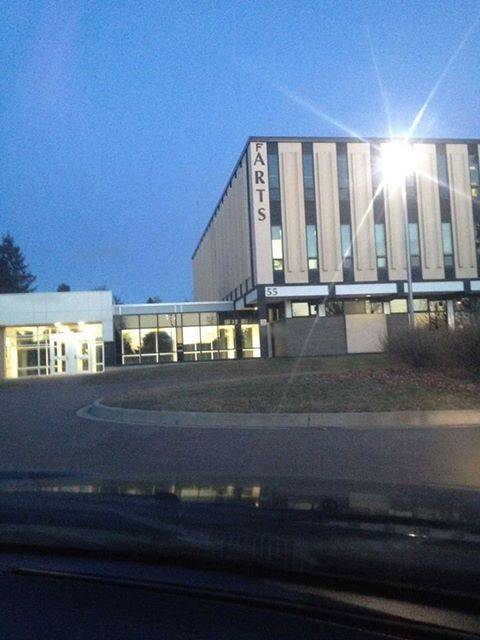 Spotted at my local University. I don't know how he got up there but that's hilarious.