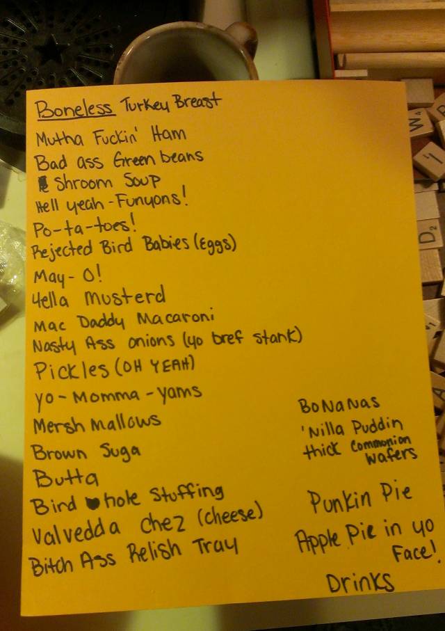Apparently I'm not allowed to make the shopping lists anymore.