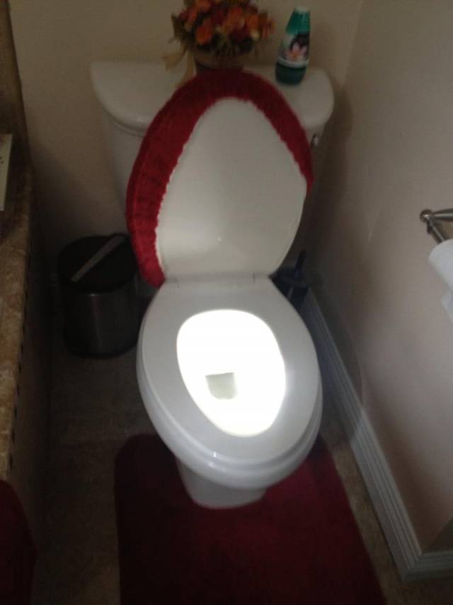 The sun hit the toilet in a way that it looked like toilet was glowing.
