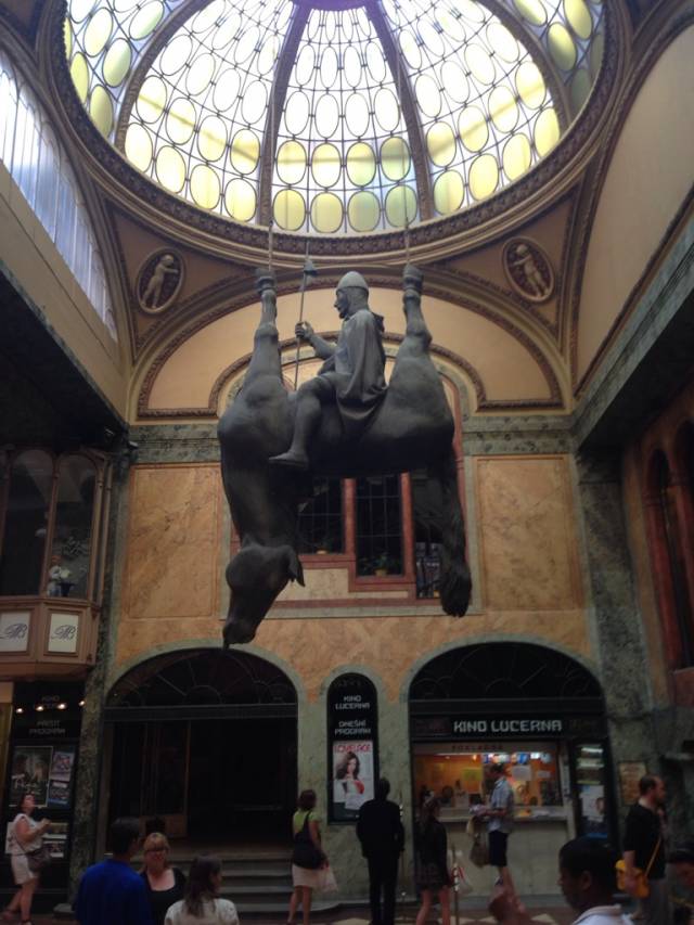 This is a sculpture in the mall of Prague.