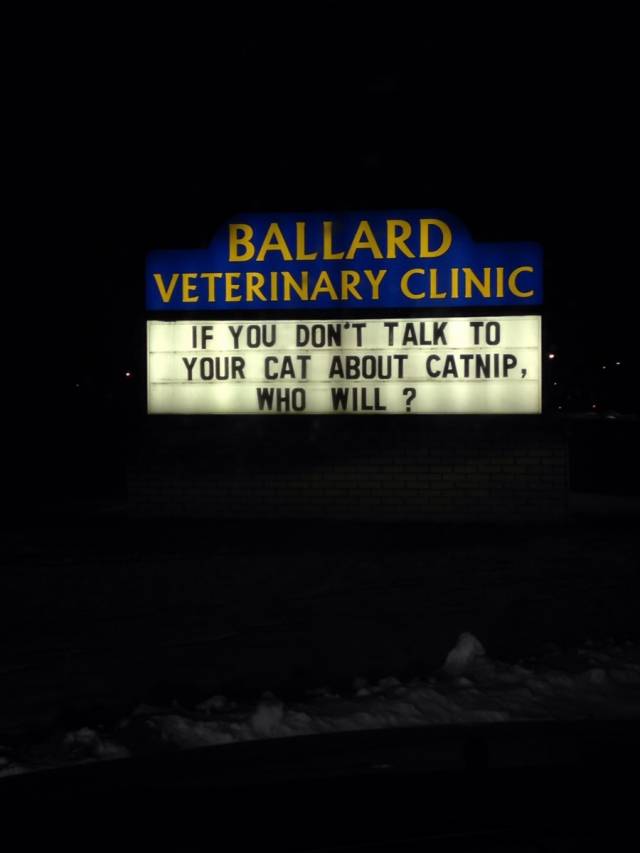 Local vet changes his sign every month to something like this. Always gives me a laugh.