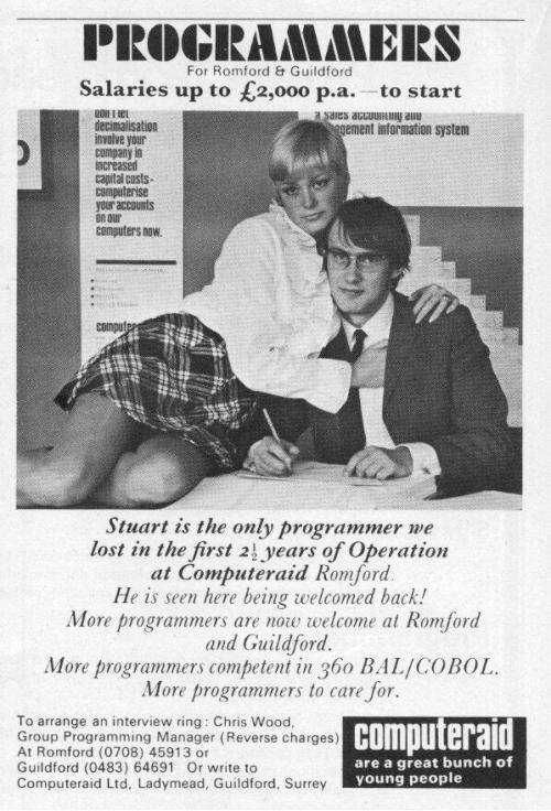 Ad for programmer in 70's