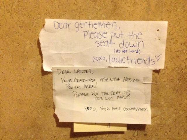 The girls left a note in the employee bathroom at work. I had to reply...