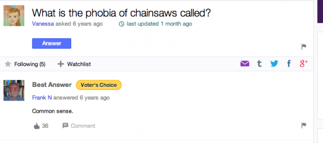 What is the phobia of chainsaws called?