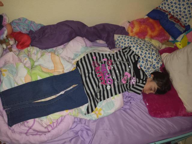 I picked out school clothes and said I wanted to see them on her when I returned. I came back to this