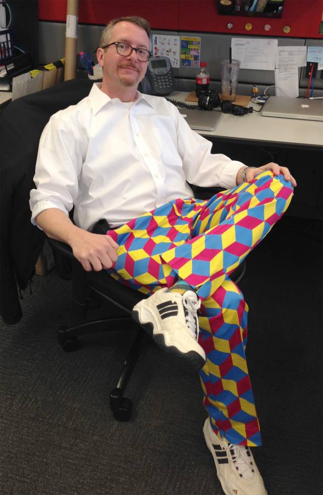 They said dress up for the company holiday party. I wore the fanciest pants I own.