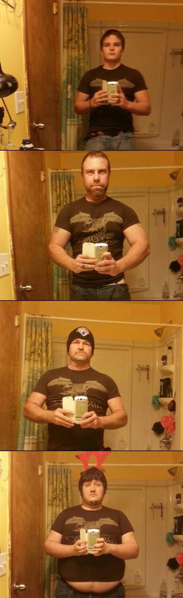 My cousin posted a selfie on Facebook, my family decided to mock him with our selfies.