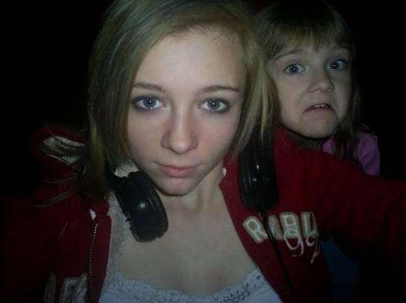 I've taught my middle child to relentlessly ruin the oldest's selfies