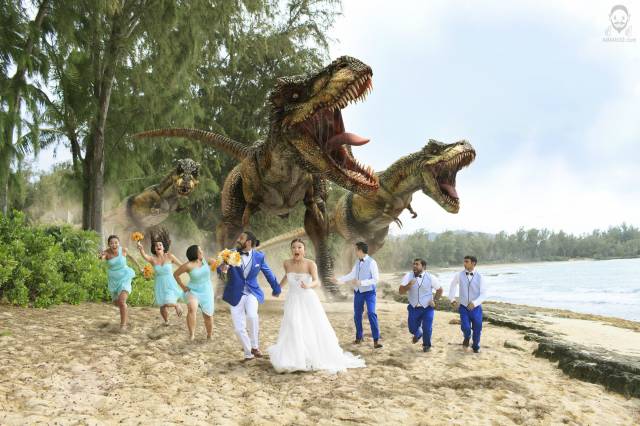 Got the idea from the INTERNET 6 months ago, Got married 2 months ago, and since I became a 3D Artist because of Jurassic Park, this had to be done...