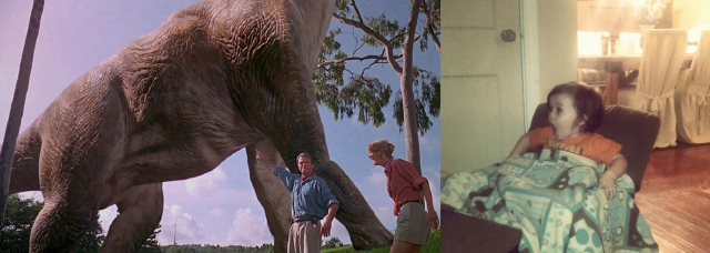 My son's first reaction to Jurassic Park was priceless
